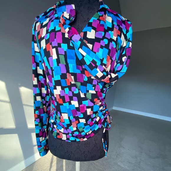 John Roberts Retro Multi Colored Blouse. - Picture 2 of 5